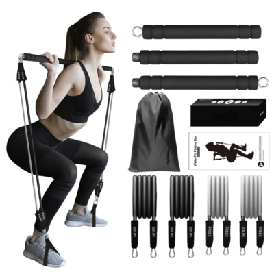 Pilates Bar Kit with Resistance Bands for Full Body Shaping